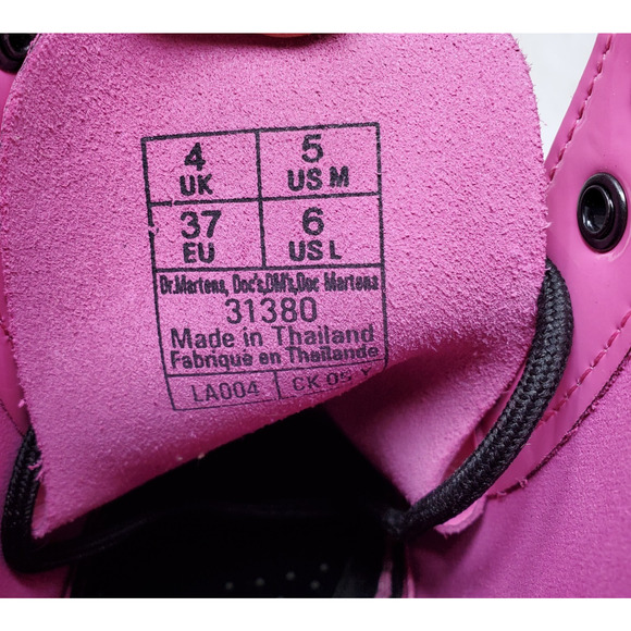 Dr Martens 1460 Boots Womens 6 Pink Patent Leather 8 Eye Lace Up Punk Rave Docs - Picture 14 of 15